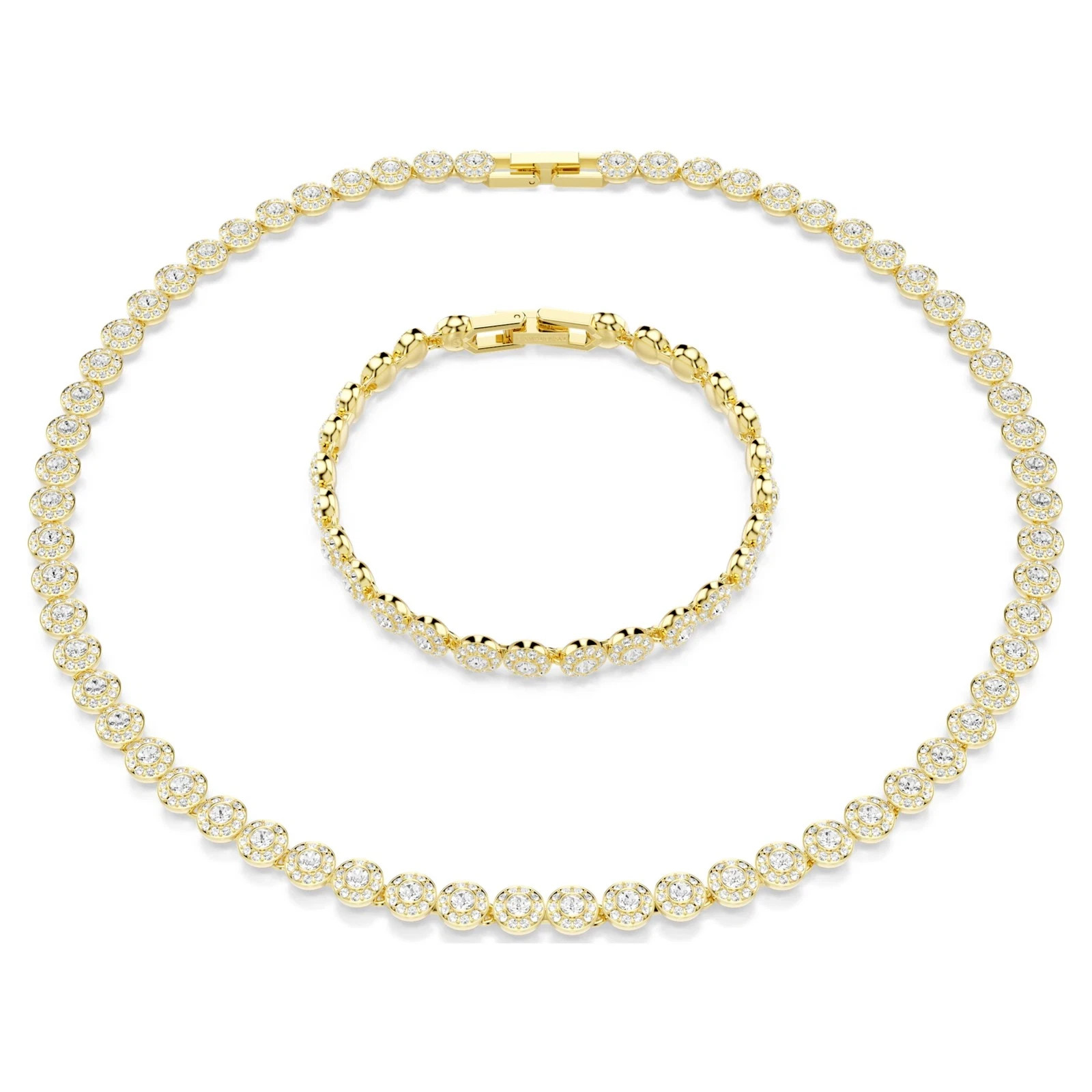 Swarovski Una Angelic Set Necklace Bracelet Round Cut Gold-Tone 5720506 *NEW*