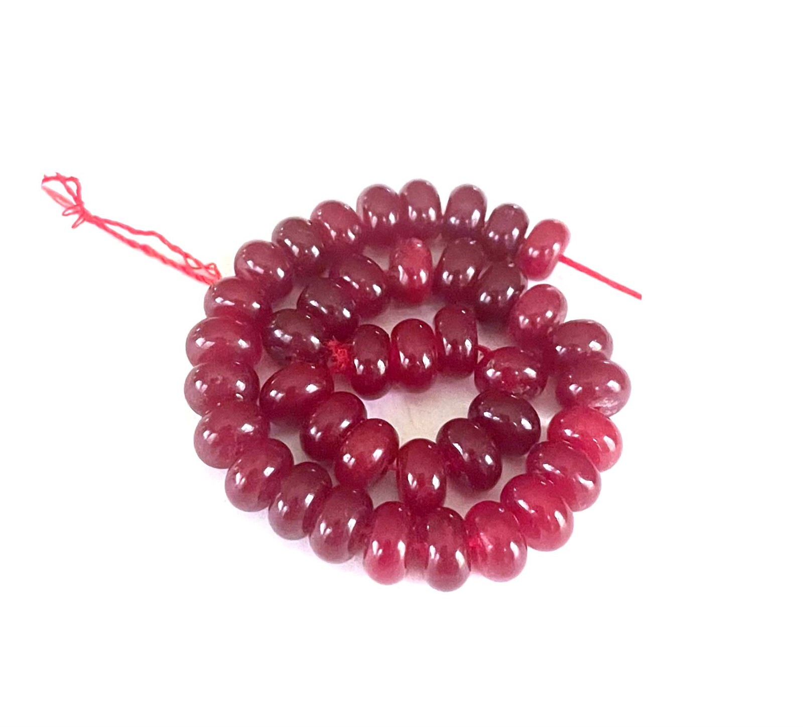 8x5mm Red Wine Jade Rondelle Gemstone Beads Crimson (39 pcs)