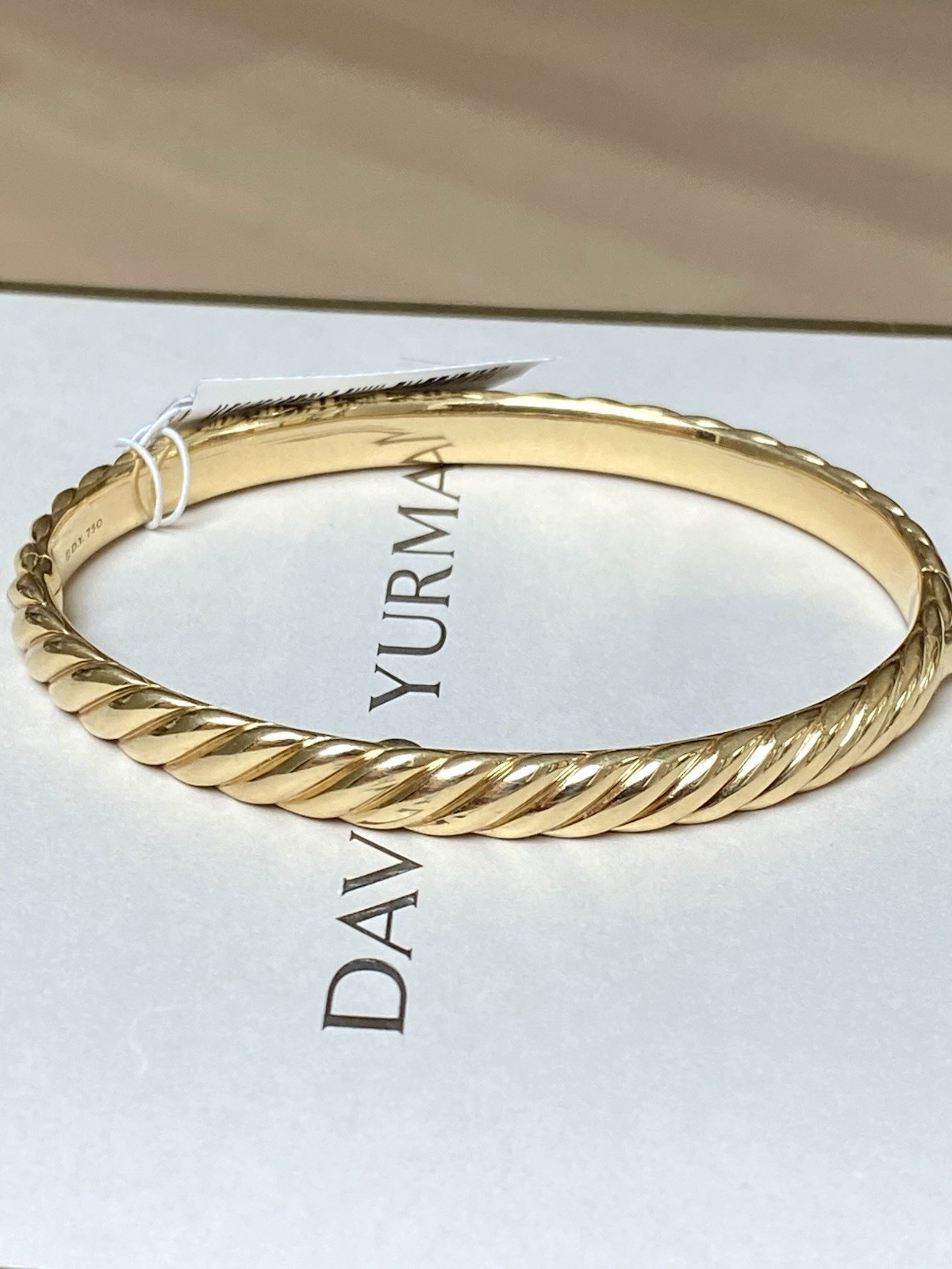 David Yurman 18K Yellow Gold Sculpted Cable Bangle Bracelet 6.2mm $8500+ M