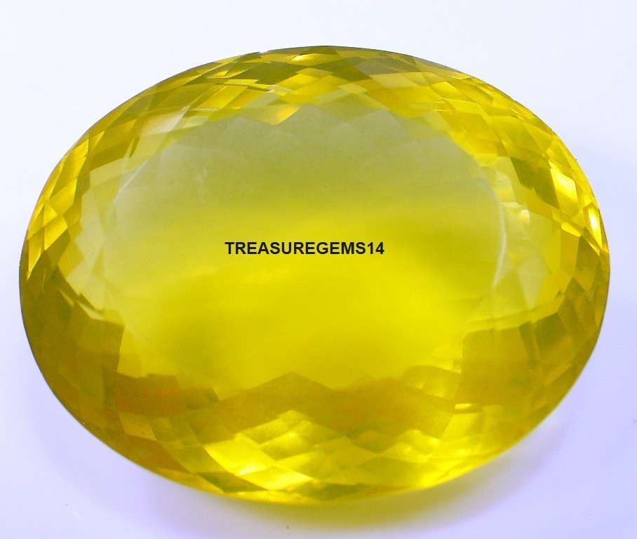 24.3 Ct 11X16X21 mm Natural Transparent Lemon Quartz faceted Oval Gems KB-50