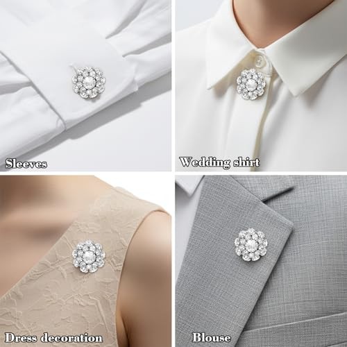 5 Pack Button Covers for Women Blouses, Button Covers Detachable Silver