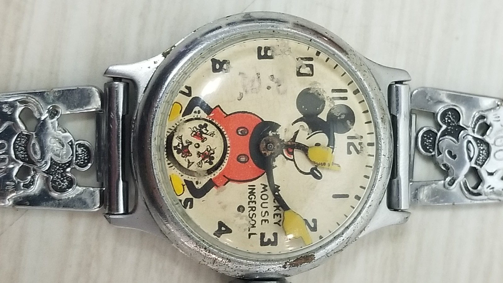 Vintage 1934 Ingersoll Mickey Mouse Wrist Watch Works some K293/ROSE K