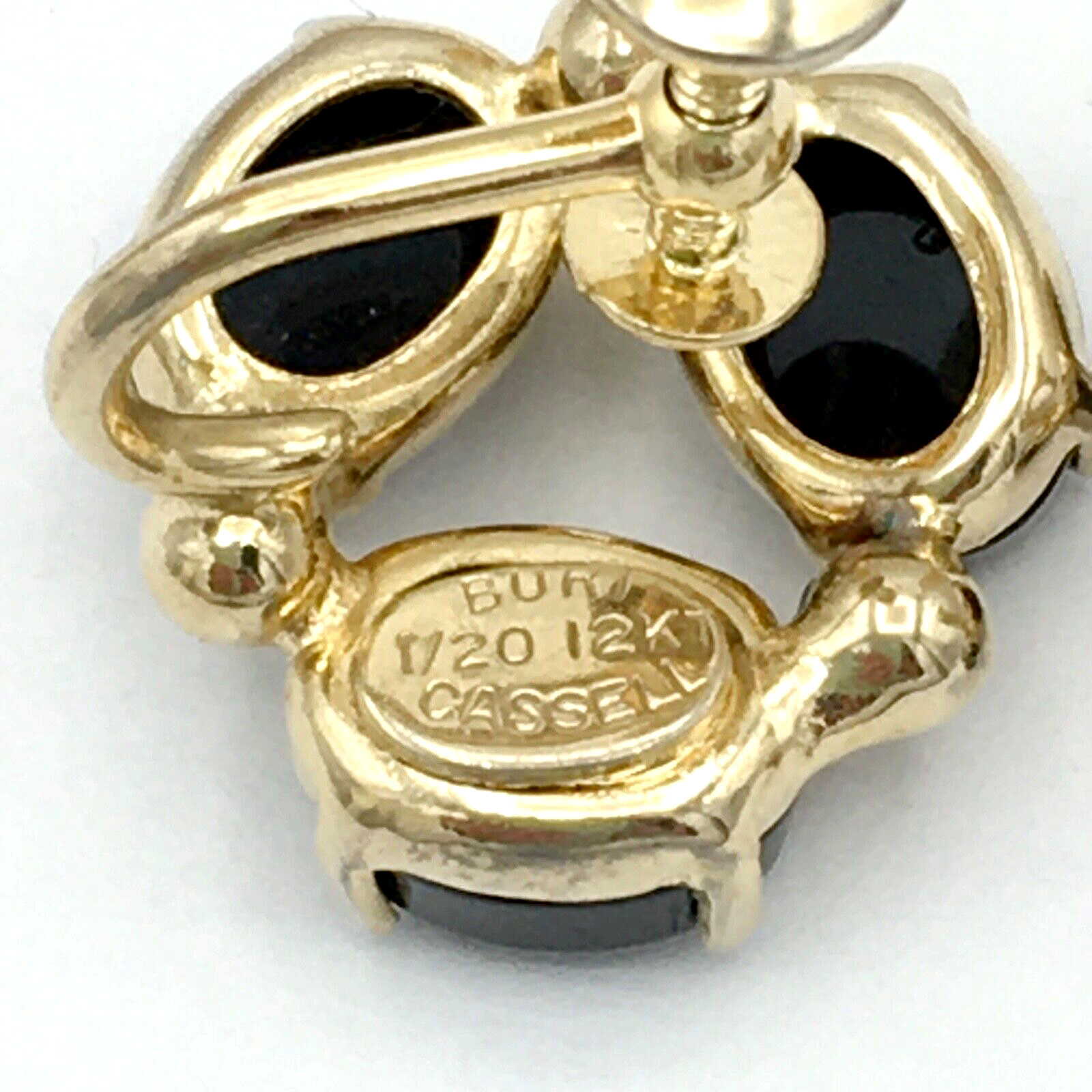BURT CASSELL 12K GF onyx earrings – vintage screw-back yellow gold-filled black