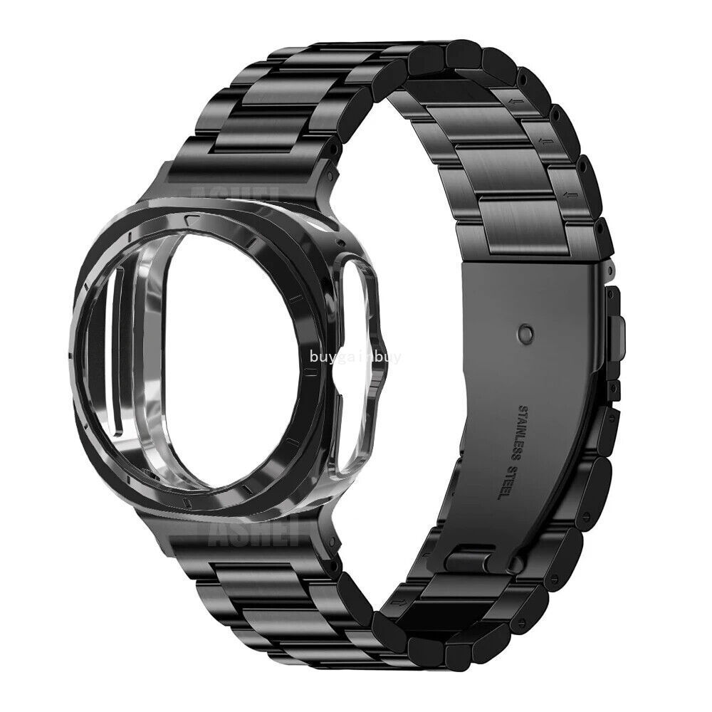 For Samsung Galaxy Watch 7 Ultra 47mm Stainless Steel Watch Band Strap +TPU Case