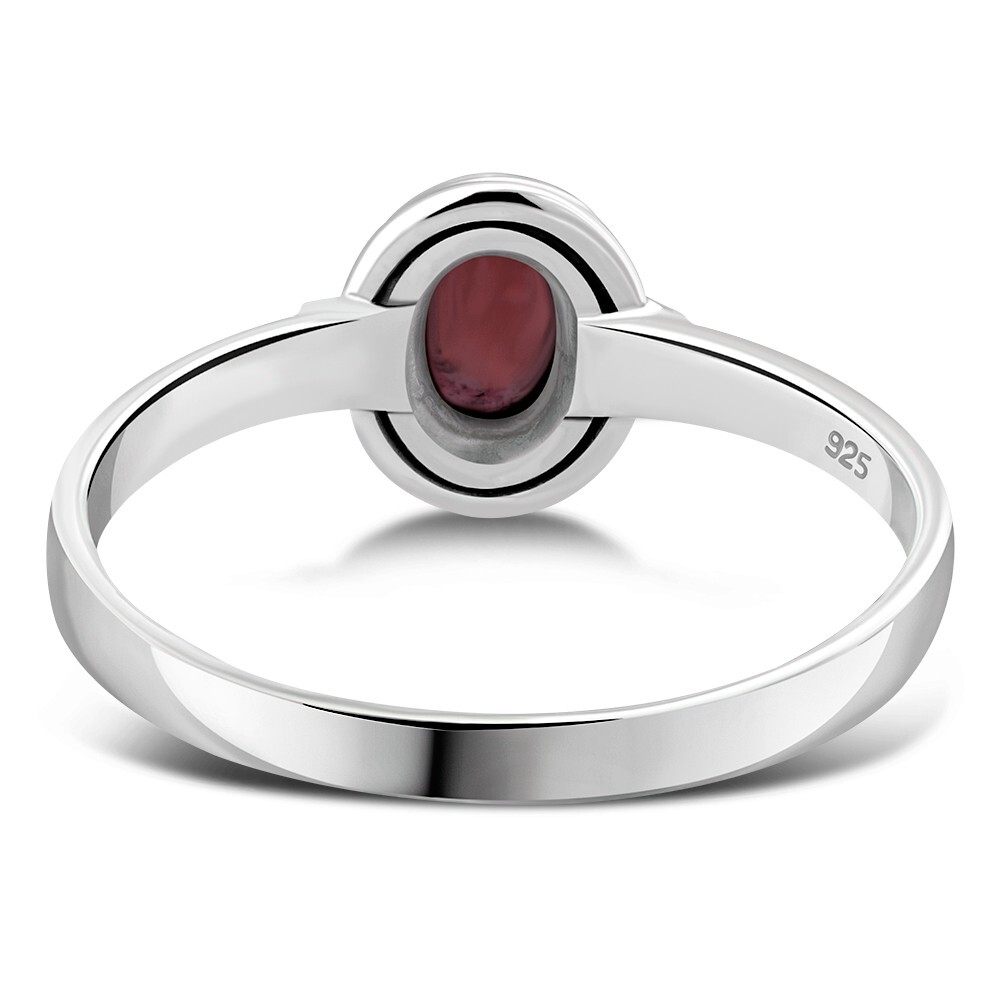 Garnet Sterling Celtic Silver Ring Size R- MORE SIZES AVAILABLE