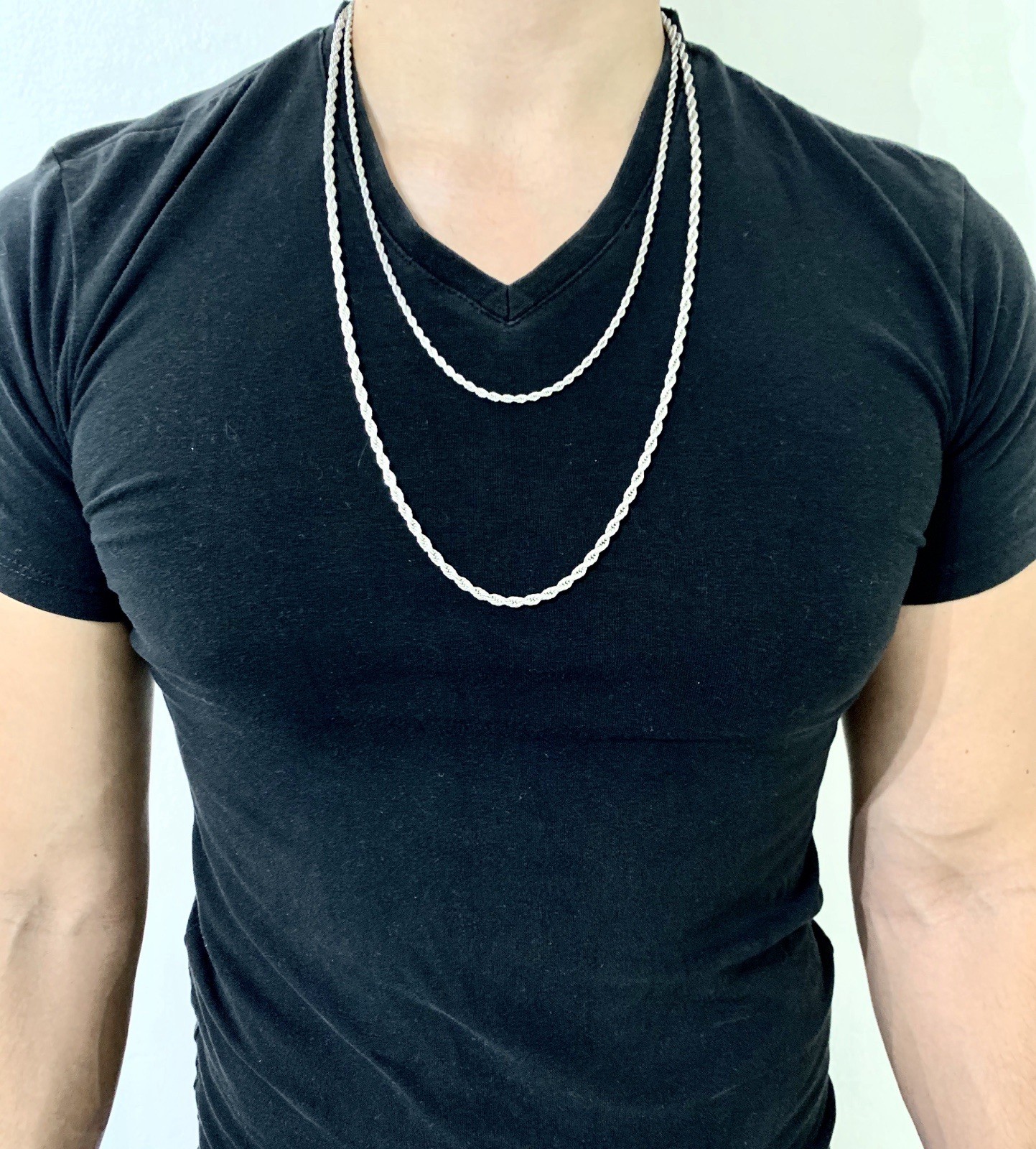 18K WHITE GOLD Men Women 4MM ROPE CHAIN 30” MADE IN ITALY *LIFETIME WARRANTY*