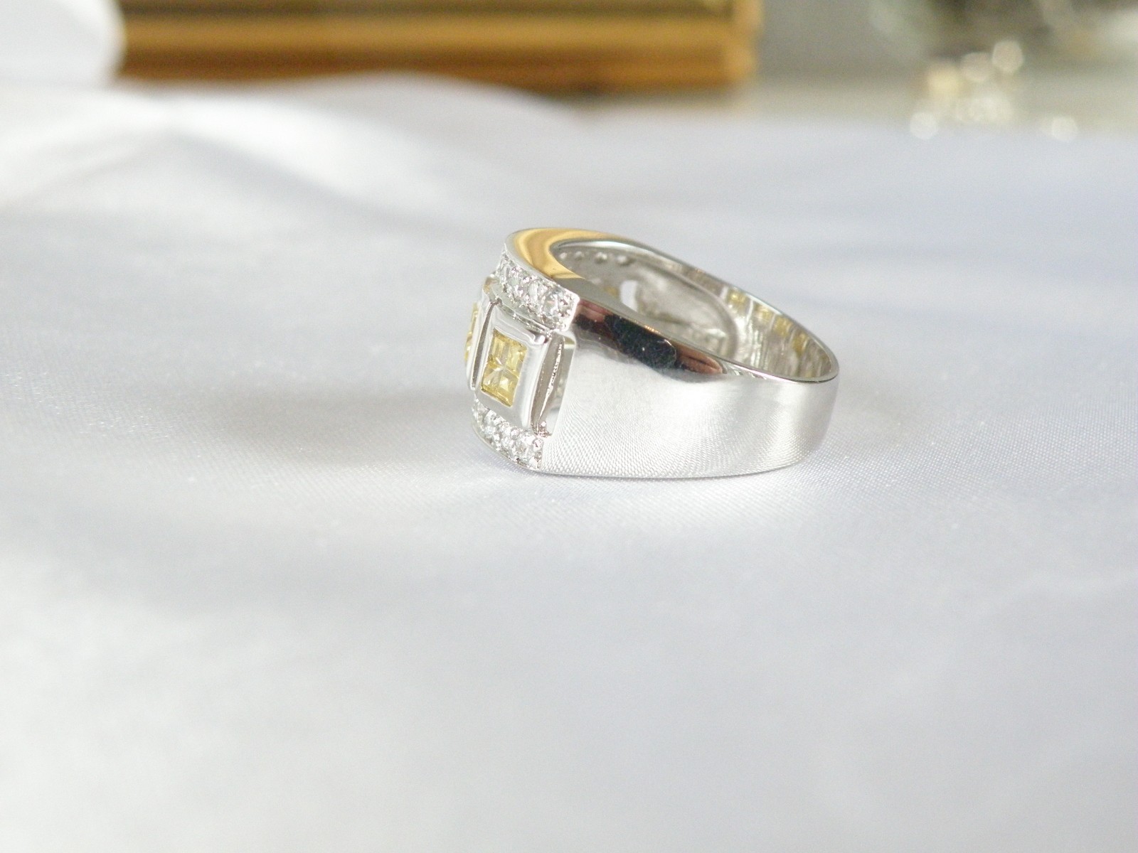 Victoria Wieck Sterling Silver 925 Channel Set Yellow CZ Ring Size 8