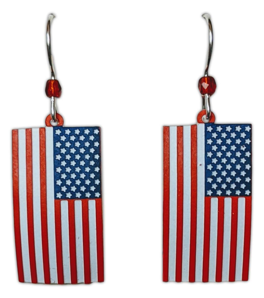 AMERICAN FLAG Hypo-Allergenic Earrings, Sterling Silver Plated, by Sienna Sky