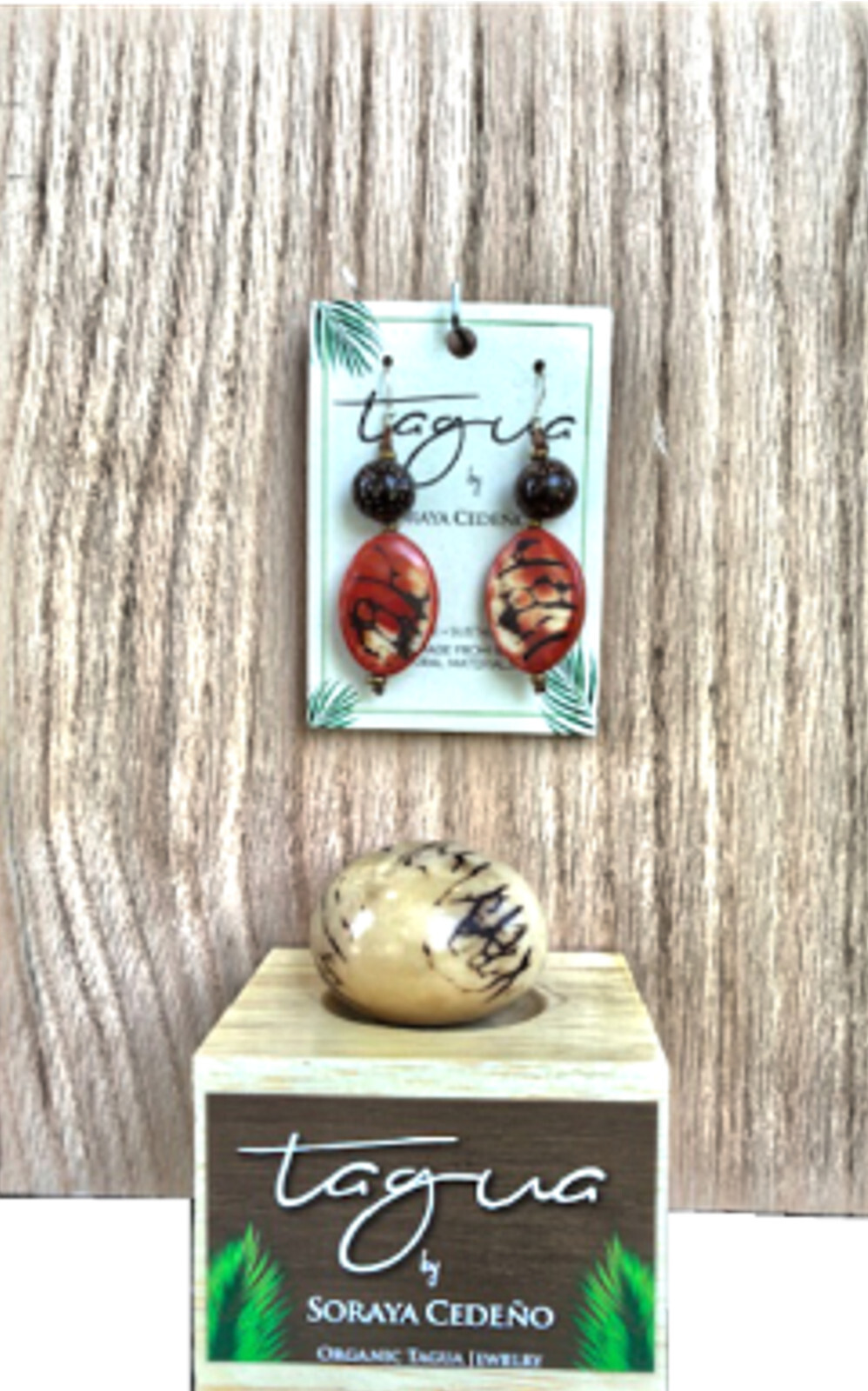 Tagua Nut Jewelry By Soraya Cedeno, Earring, Lupe, Poppy-Coral