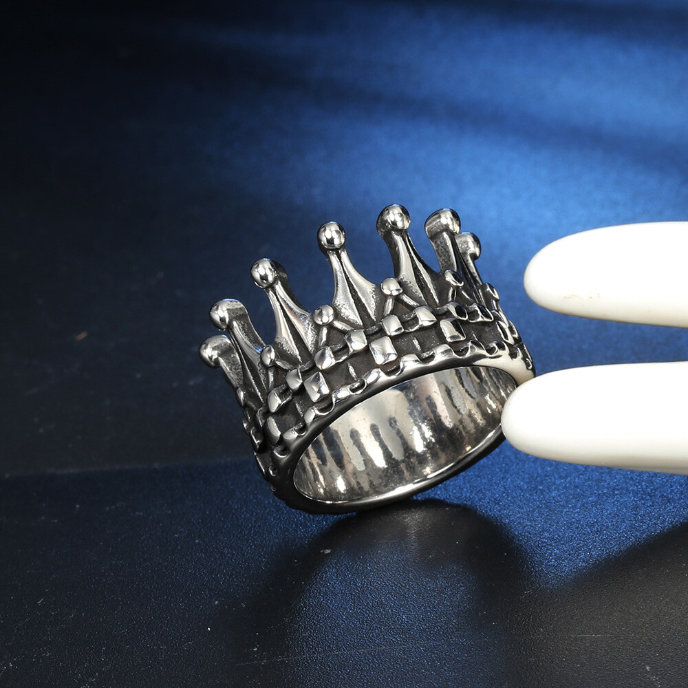 Men’s Unisex Stainless steel steel crown ring silver couple jewelry Gift