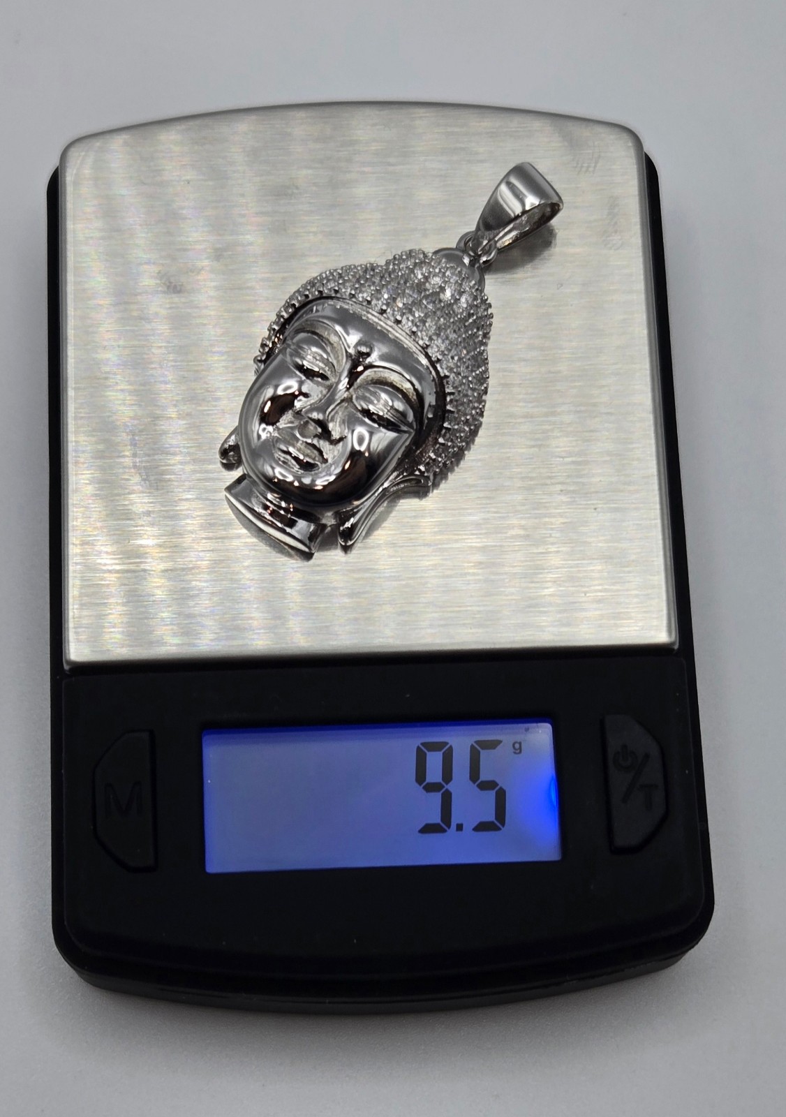 NEW Solid 925 Sterling Silver Buddha Meditation Pendant 4.0CTW MOISSANITE, USA