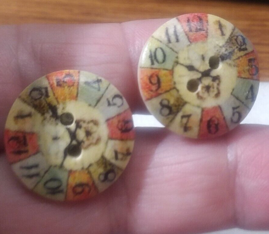 Novelty Button Clip On Clock Face Colorful (C) 02-01-2025