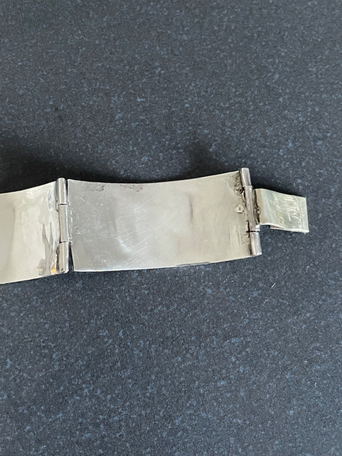 Solid 925 Silver Bracelet from Taxco Mexico Handmade with Green Stone Inlay