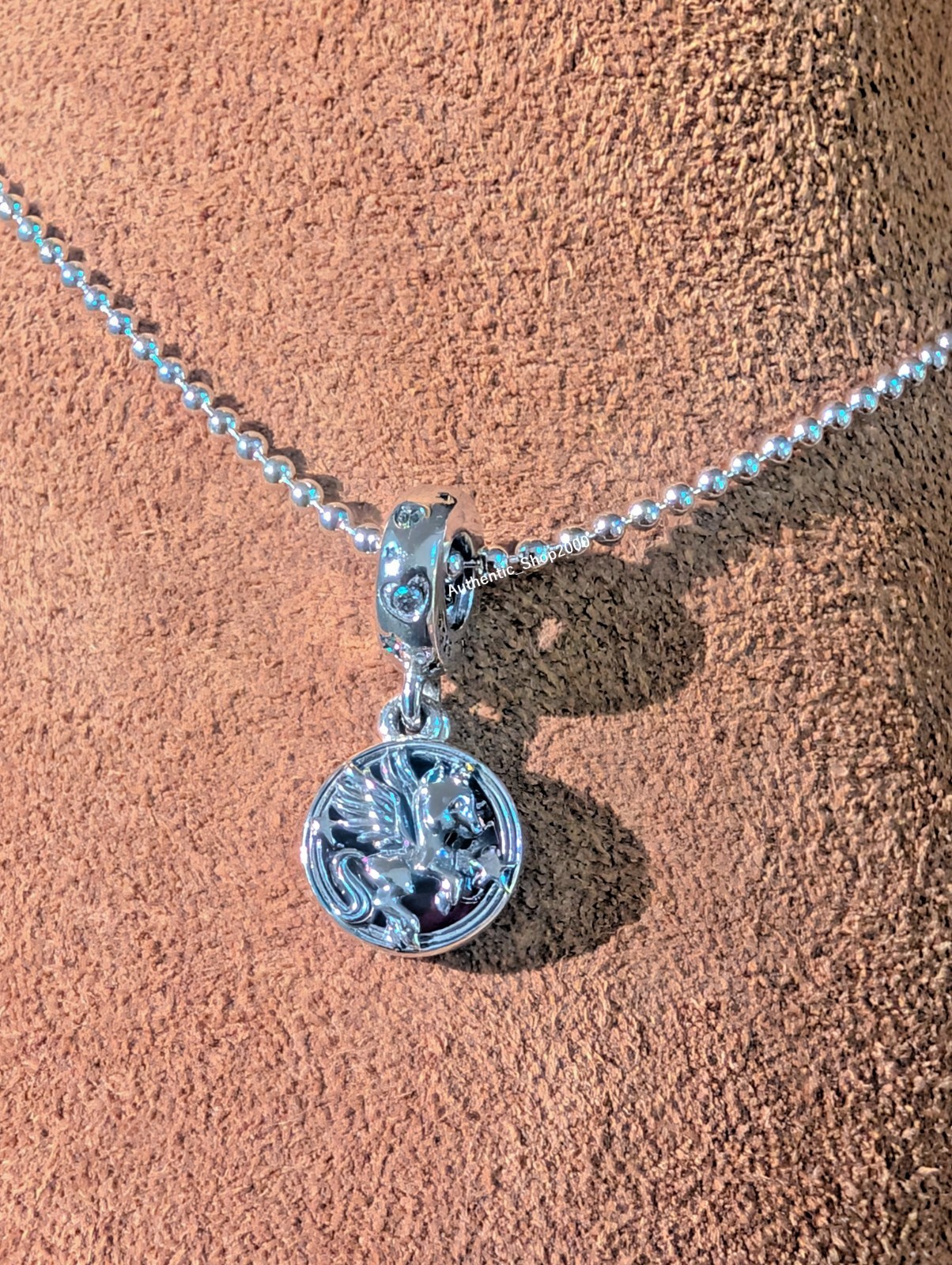 New 100% Real 925 Silver Pandora Love Unicorn Pendant Ball Chain Necklace