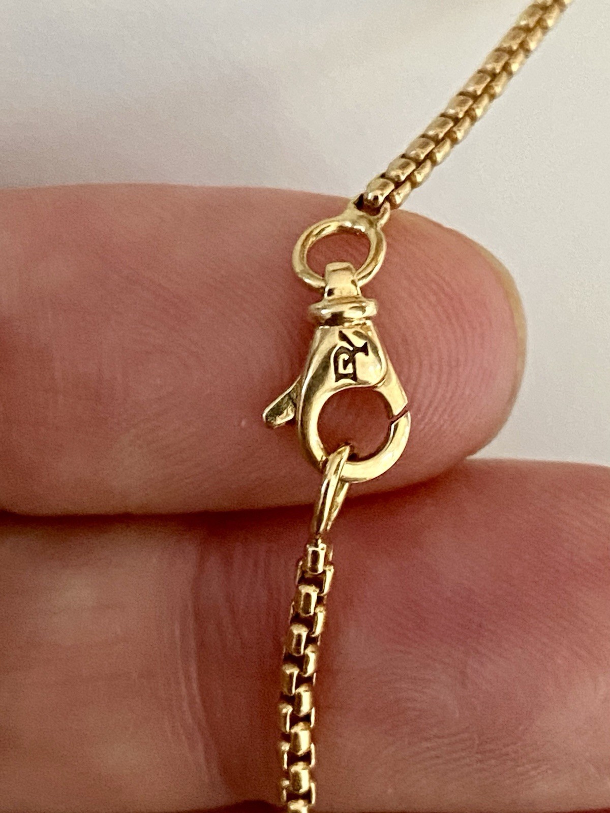 David Yurman 18k Yellow Gold Box Chain Necklace 1.7mm 16 17 18” Adjustable
