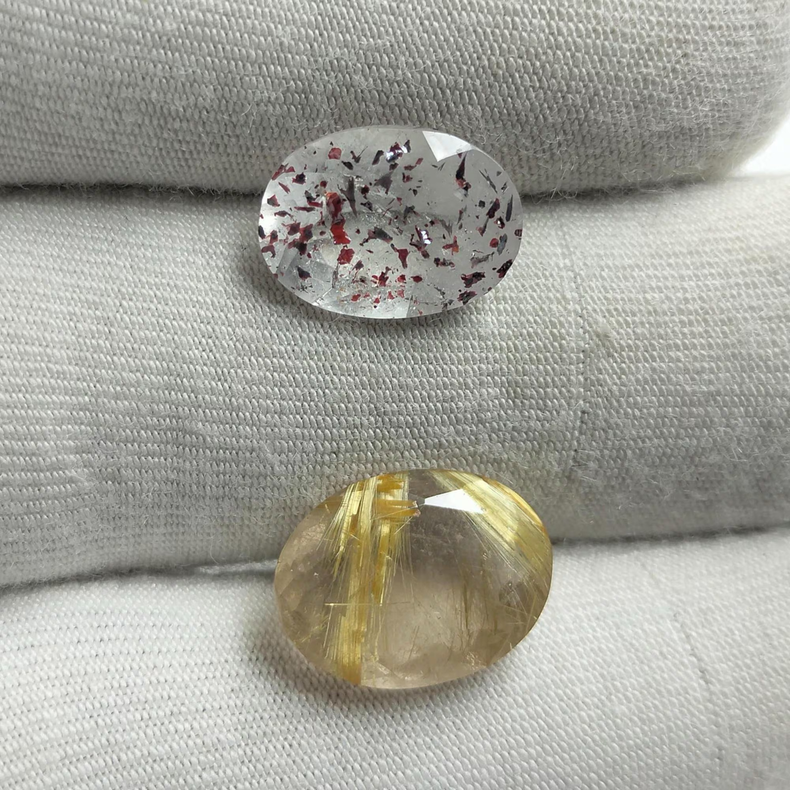 Rare Crystal Gemstone Duo Golden Rutile Quartz&Super Seven 9.70Ct Jewelry Making