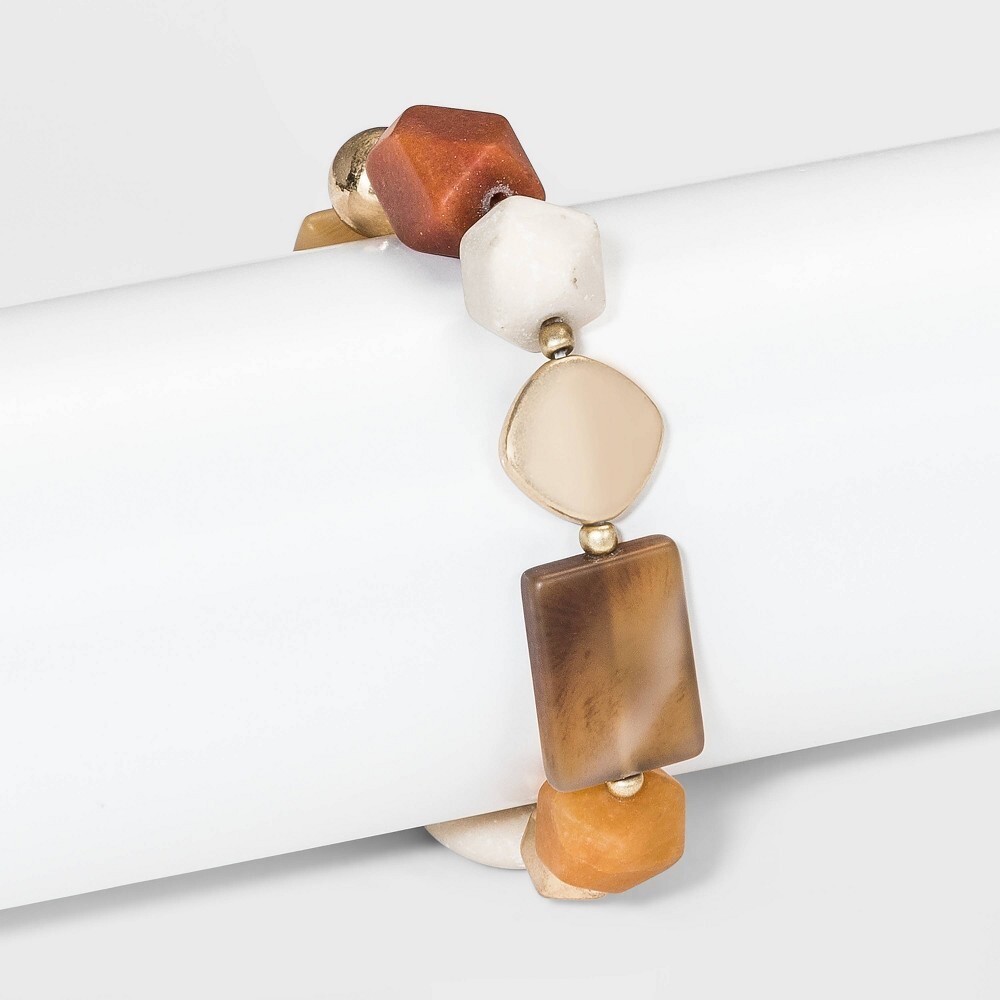NWT Univeral Thread Semi-Precious Aventurine Agate Opal Stretch Bracelet NEW NOS