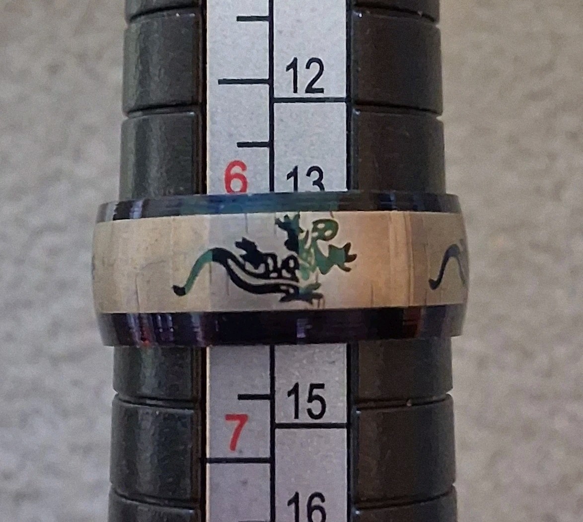 Gecko Lizard Band Ring Size 6.5 Two Tone Stainless Steel Style Animal Jewelry