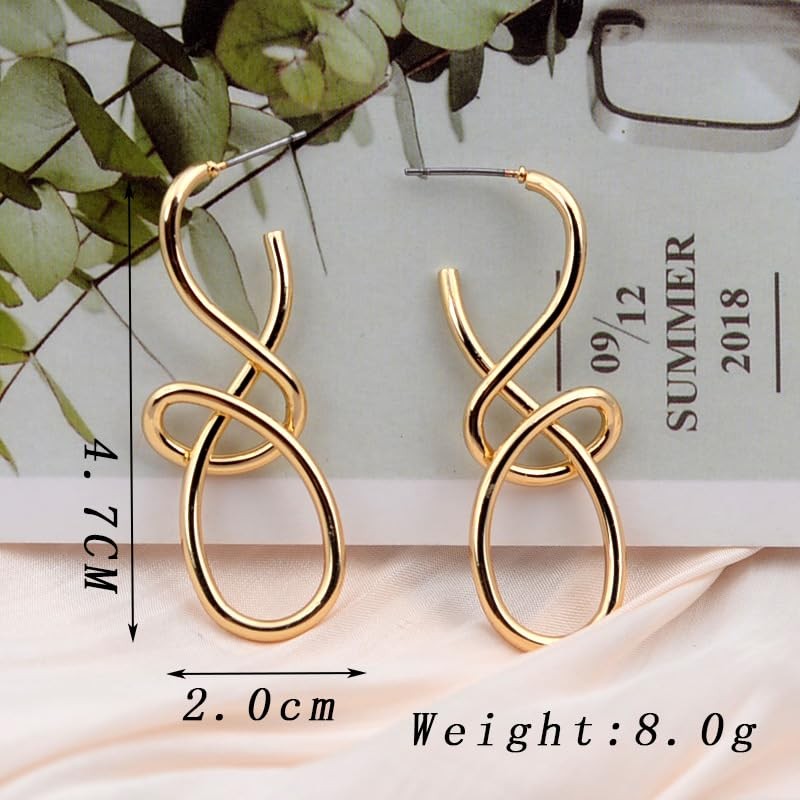 Knot Earrings For Women, 14k Gold Plated Earring Like Music Notation Metallic…