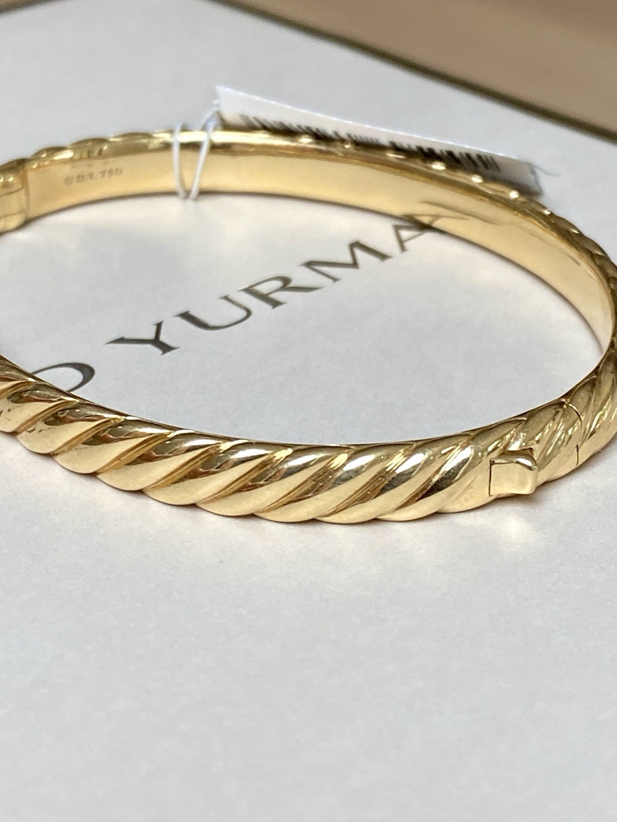 David Yurman 18K Yellow Gold Sculpted Cable Bangle Bracelet 6.2mm $8500+ M