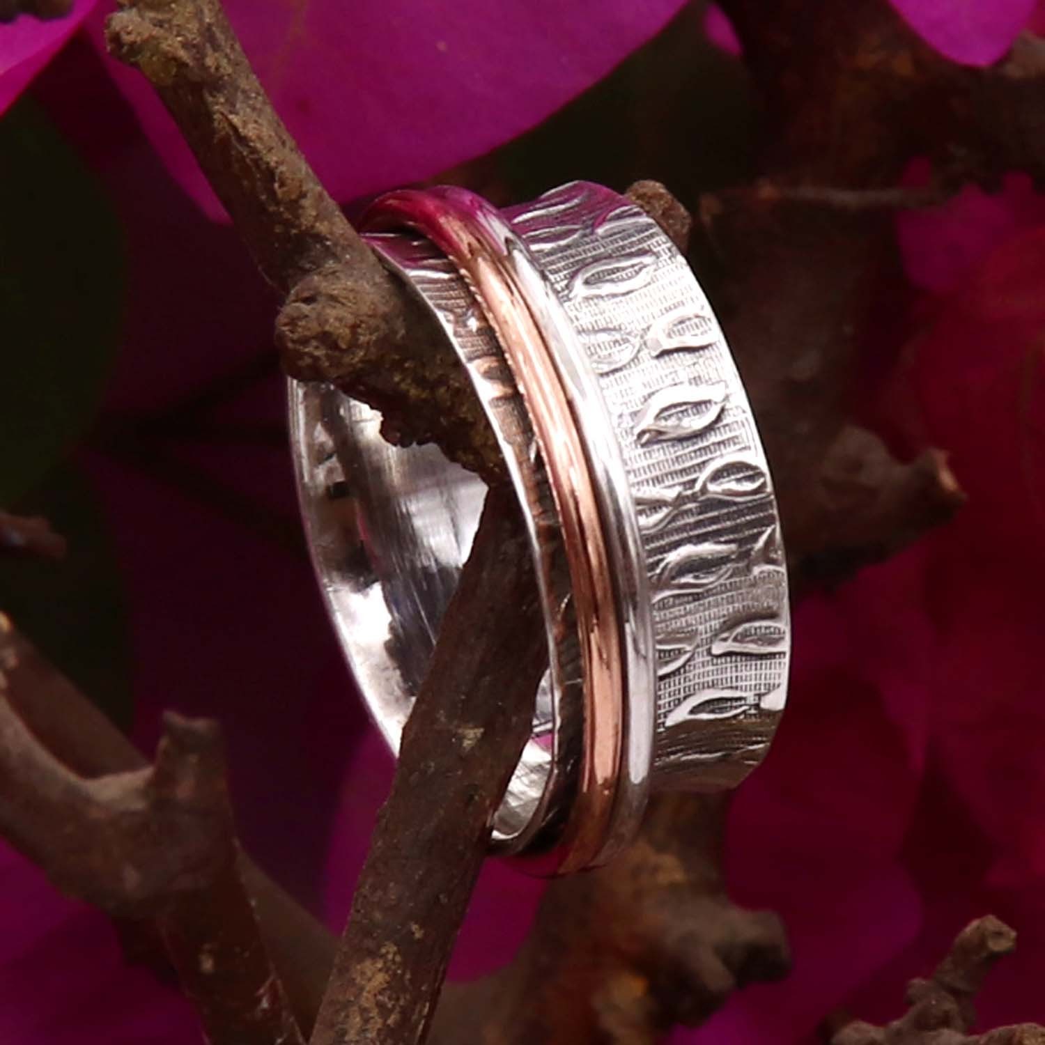 Silver 925 Sterling Handmade Spinner Meditation Ring Gift Women Jewelry JSR-02