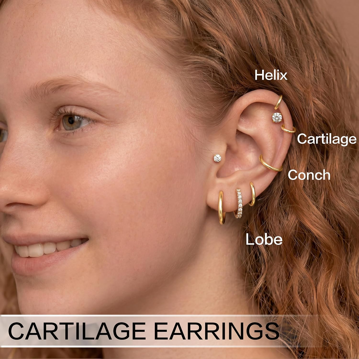 Small Gold Huggie Hoop Stud Earrings Set for Women Stack, Flat Back 316L Hypoall