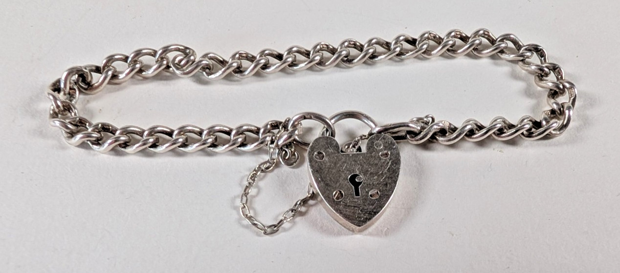 Vintage W J Sutton Sterling Silver Charm Bracelet Hallmarked Birmingham 16cm/9g