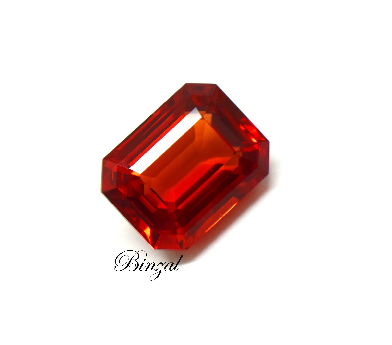 31Ct Orange Sapphire Emerald Cut Gemstone 18x14x10mm Loose Jewelry Making Gem