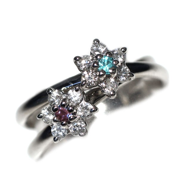 Pt900 Paraiba Tourmaline Alexandrite Diamond Ring A0.05CT T0.03CT D0.38CT Rare D