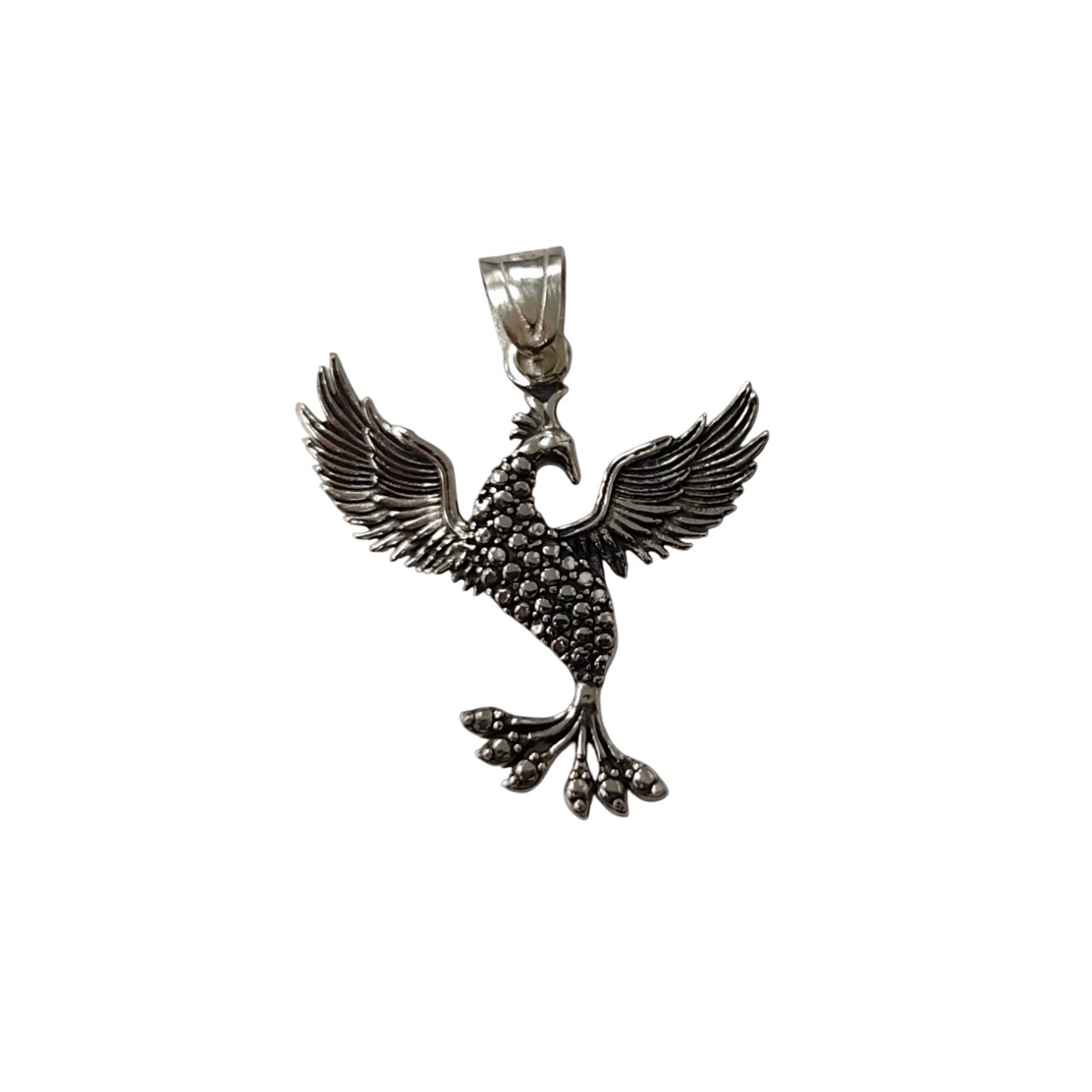 Sterling Silver Phoenix Pendant 925 Handmade 24x23mm Nickel Free Mythical Bird