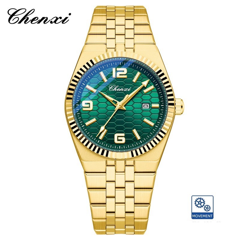 CHENXI Men’s Gold Luminous Calendar Casual Business Automatic Mechanical Watch