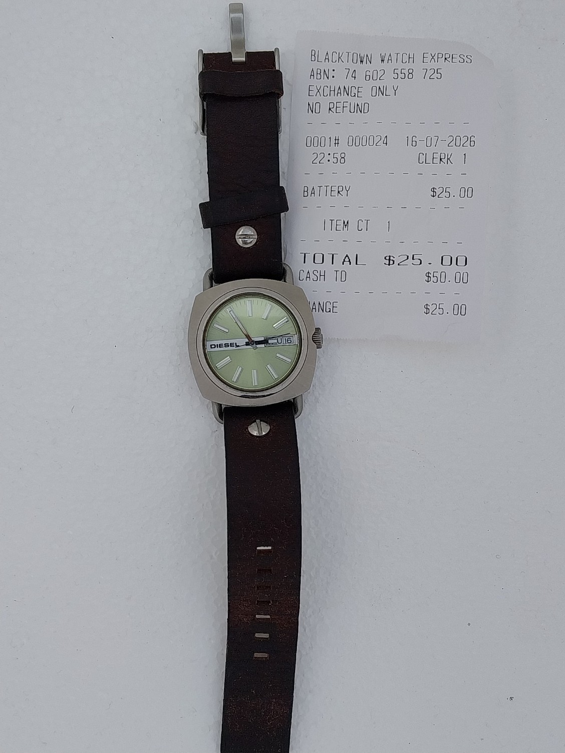 Diesel DZ-5098 Men’s Watch New Battery Working Original Leather Strap Genuine