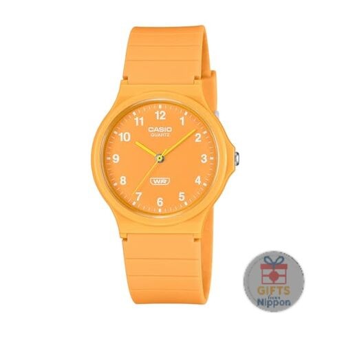 Casio MQ-24B-9B Quartz Analog Watch 34.9mm Biomass Plastic Band Orange Yellow