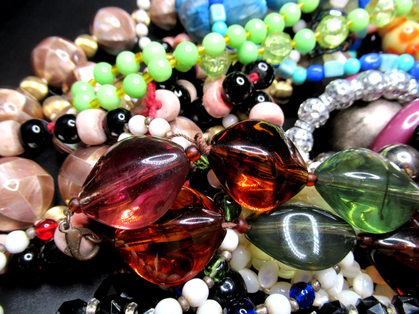 Huge Lot of Vintage Glass & Plastic Beaded Neckalce From European Estate!