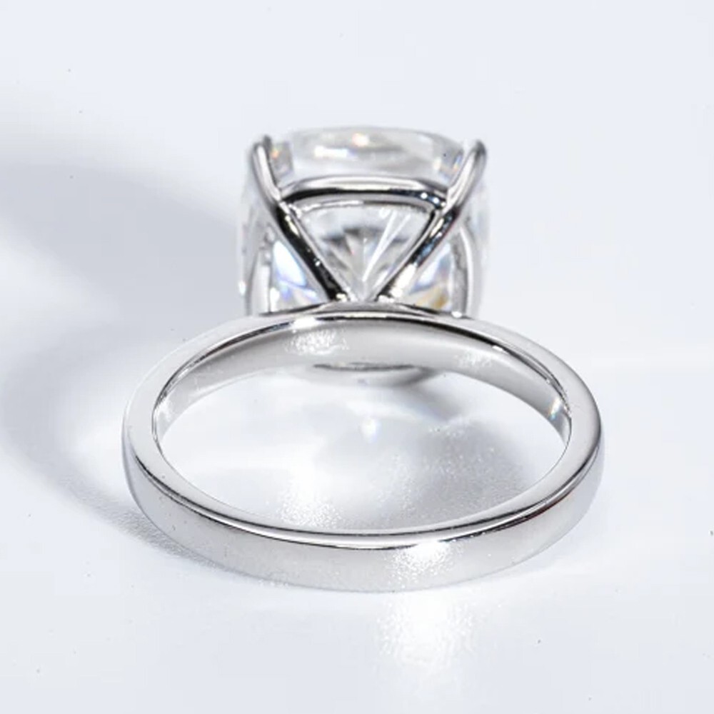 4.76 Ct Cushion Cut Moissanite Solitaire Engagement Ring 14K White Gold Plated