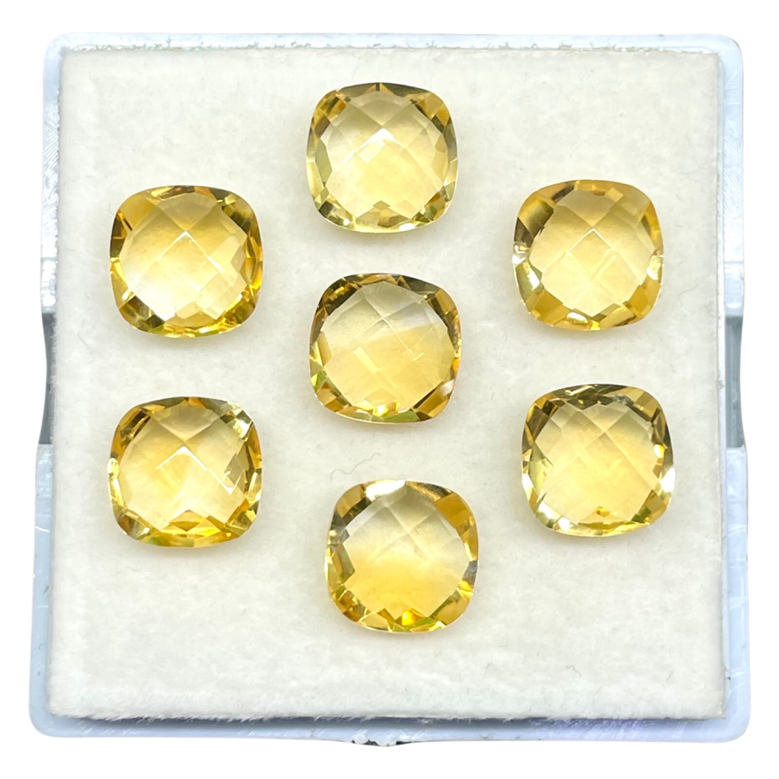 VVS 7 Pcs Natural Citrine 10mm Cushion Checker Cut Loose Gemstones Lot
