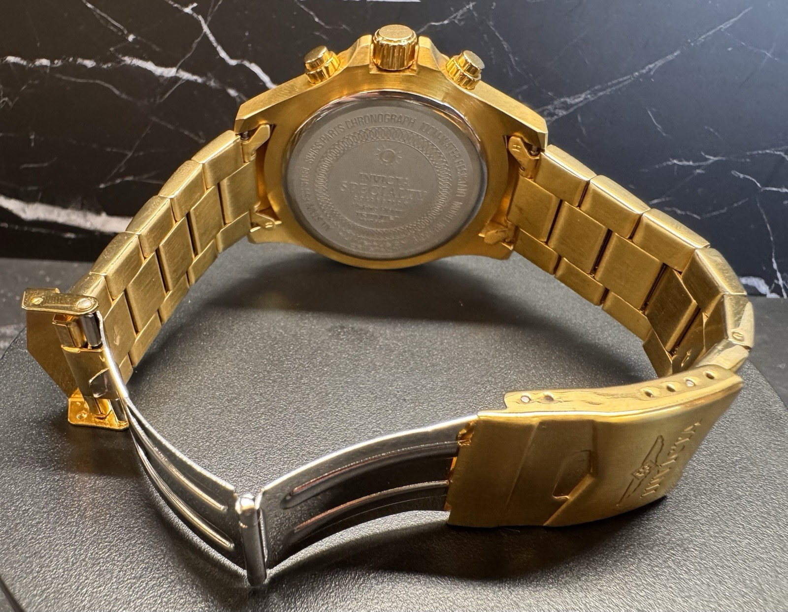 Invicta Specialty Men’s Chronograph Date Quartz Watch 50mm Gold Tone 100m