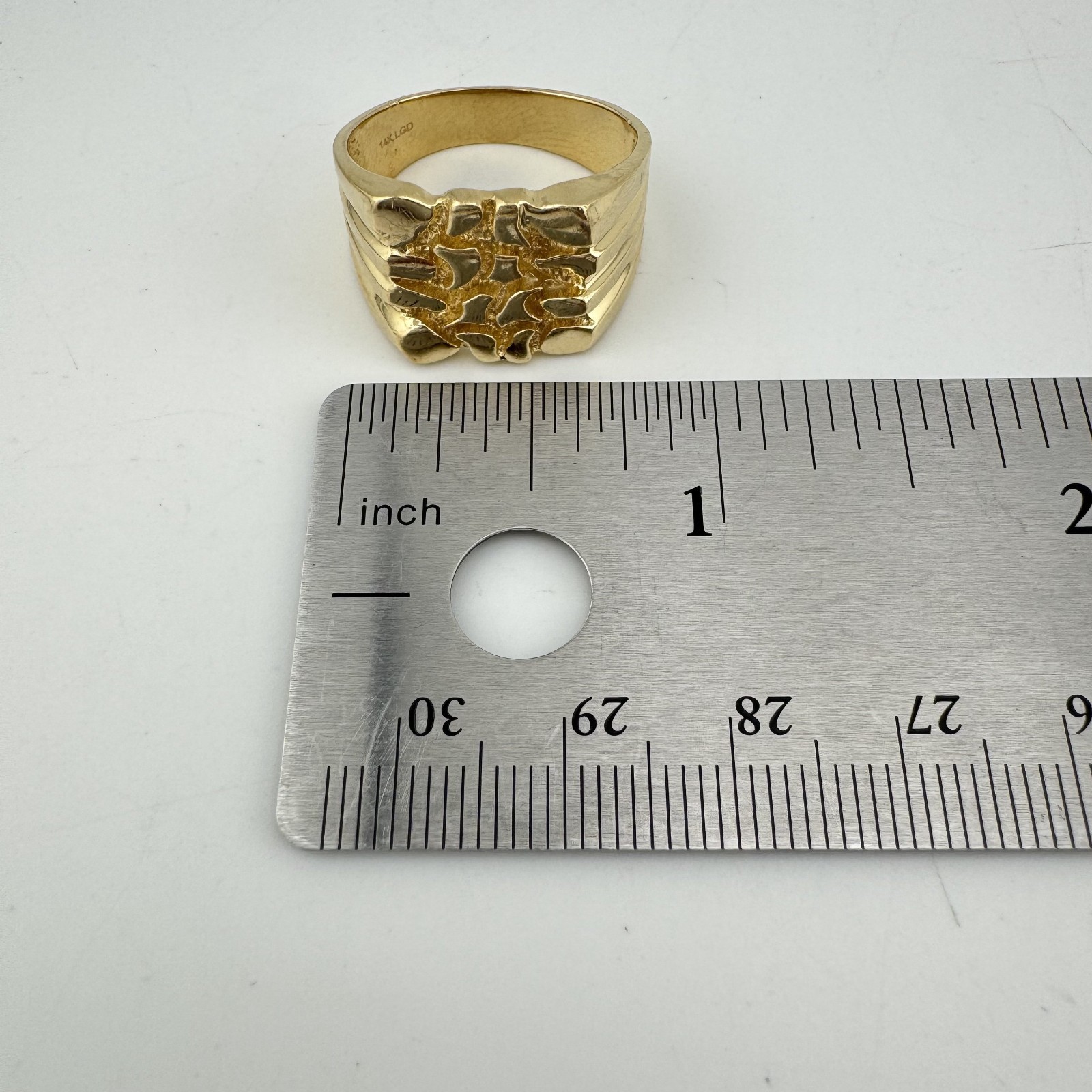 Vintage 14K Yellow Gold Nugget Ring 7.8g Size 9 13.55mm Wide