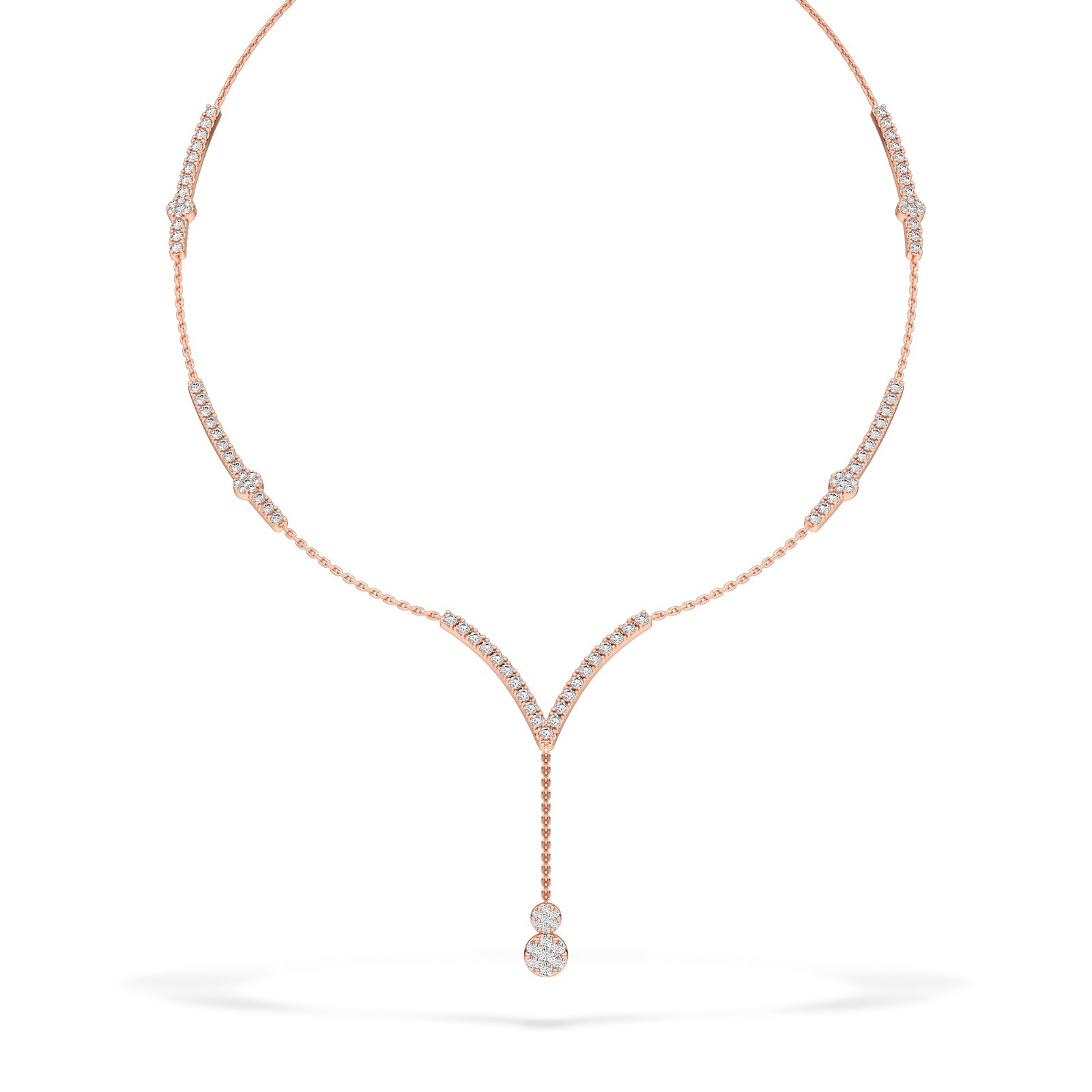 Elegant Round Cut Natural or Lab Grown Diamond Y Necklace in 10K 14K 18K Gold