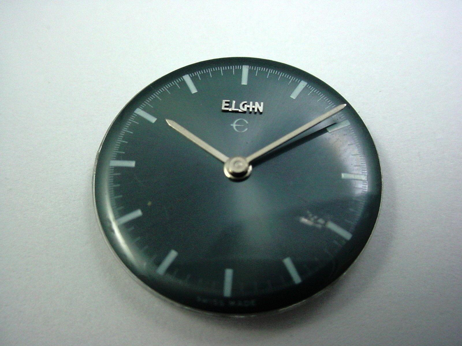 Elgin Grey Vintage Watch Dial 23.57mm White Stick Markers Base and Hands NOS