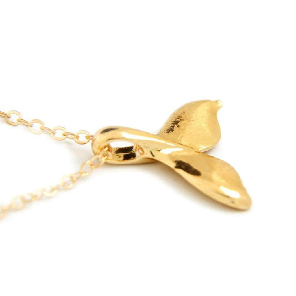 WHALE TAIL NECKLACE 17″ Chain Fish Nautical Beach Mermaid Gold Silver Color NEW