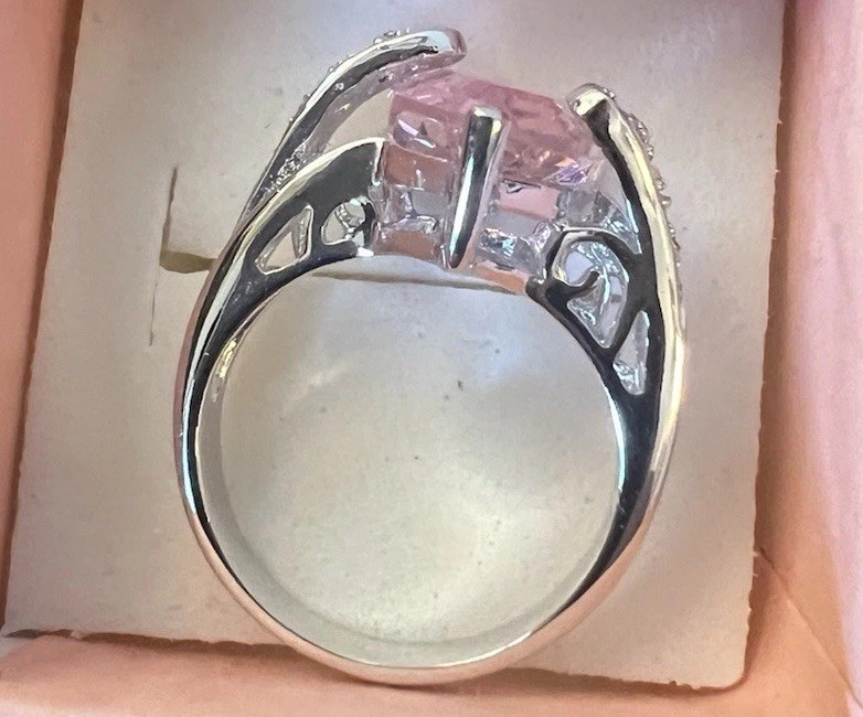 Premier Designs Paradise Pink Ice Ring, Silver Setting/Band Size 7, Retired