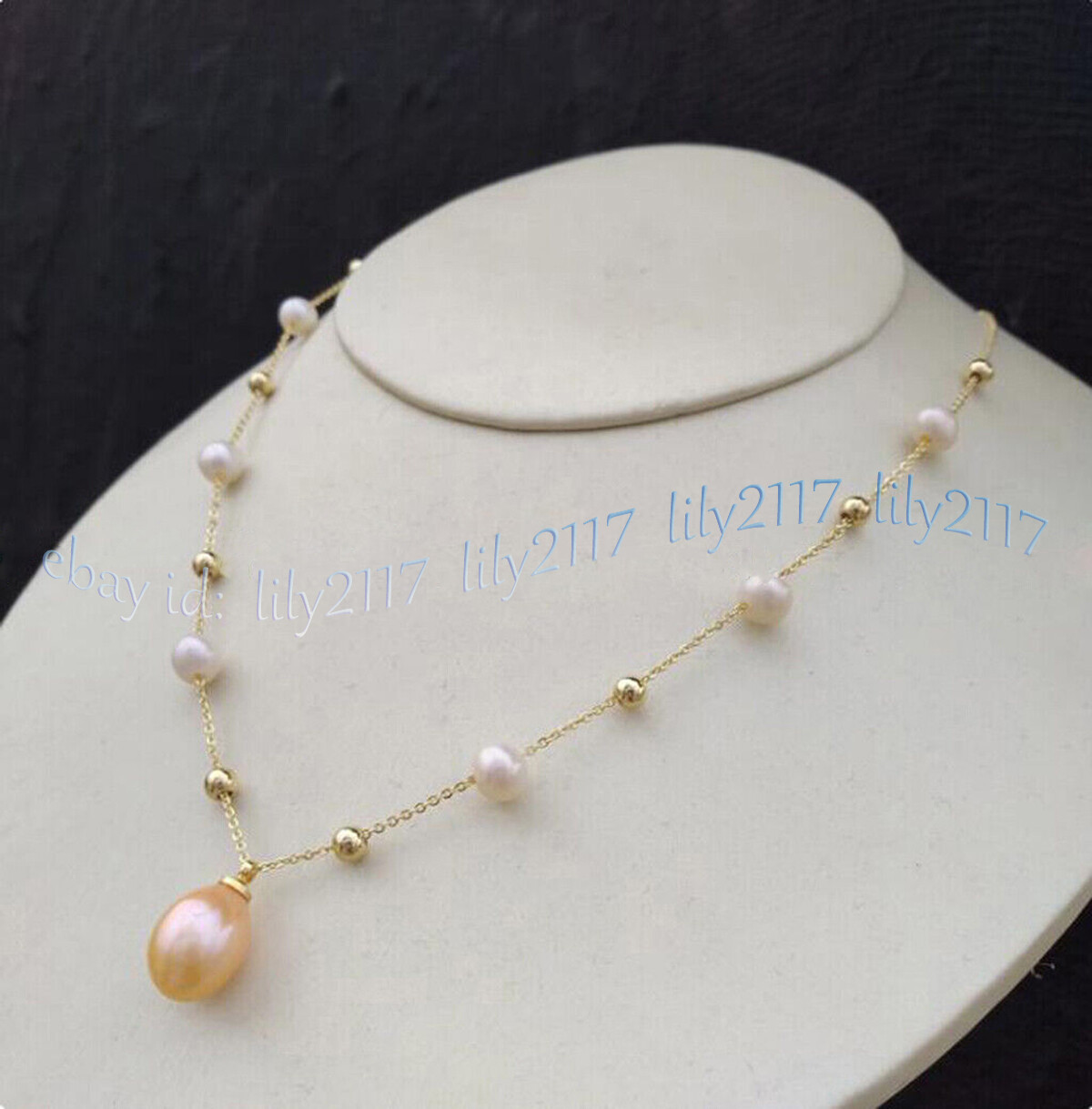 Stunning Real Natural South Sea White Pink Baroque Pearl Pendant Necklace 18”