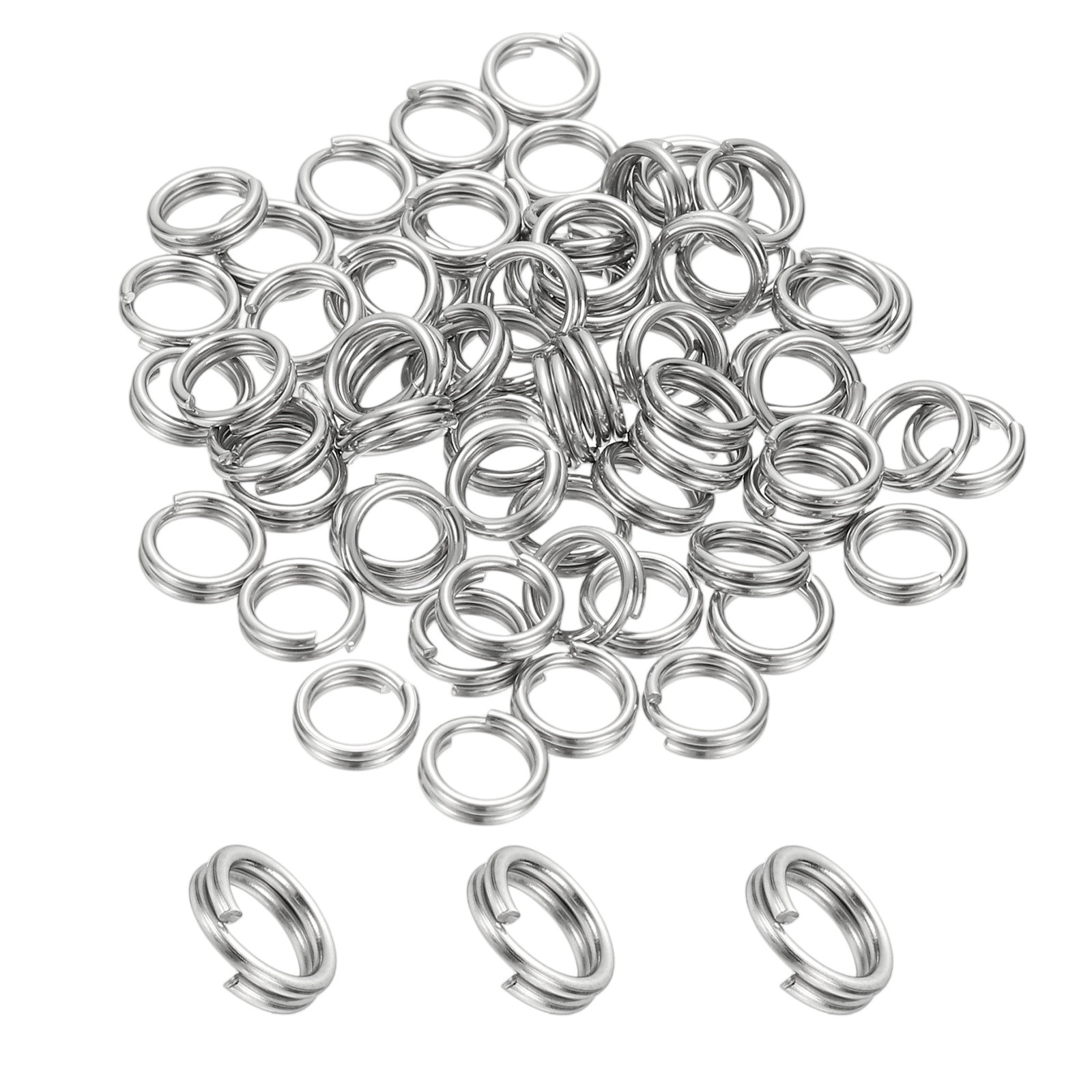 Round Split Ring, 60 Pcs 6 mm Small Split Ring with Double Loops Silver