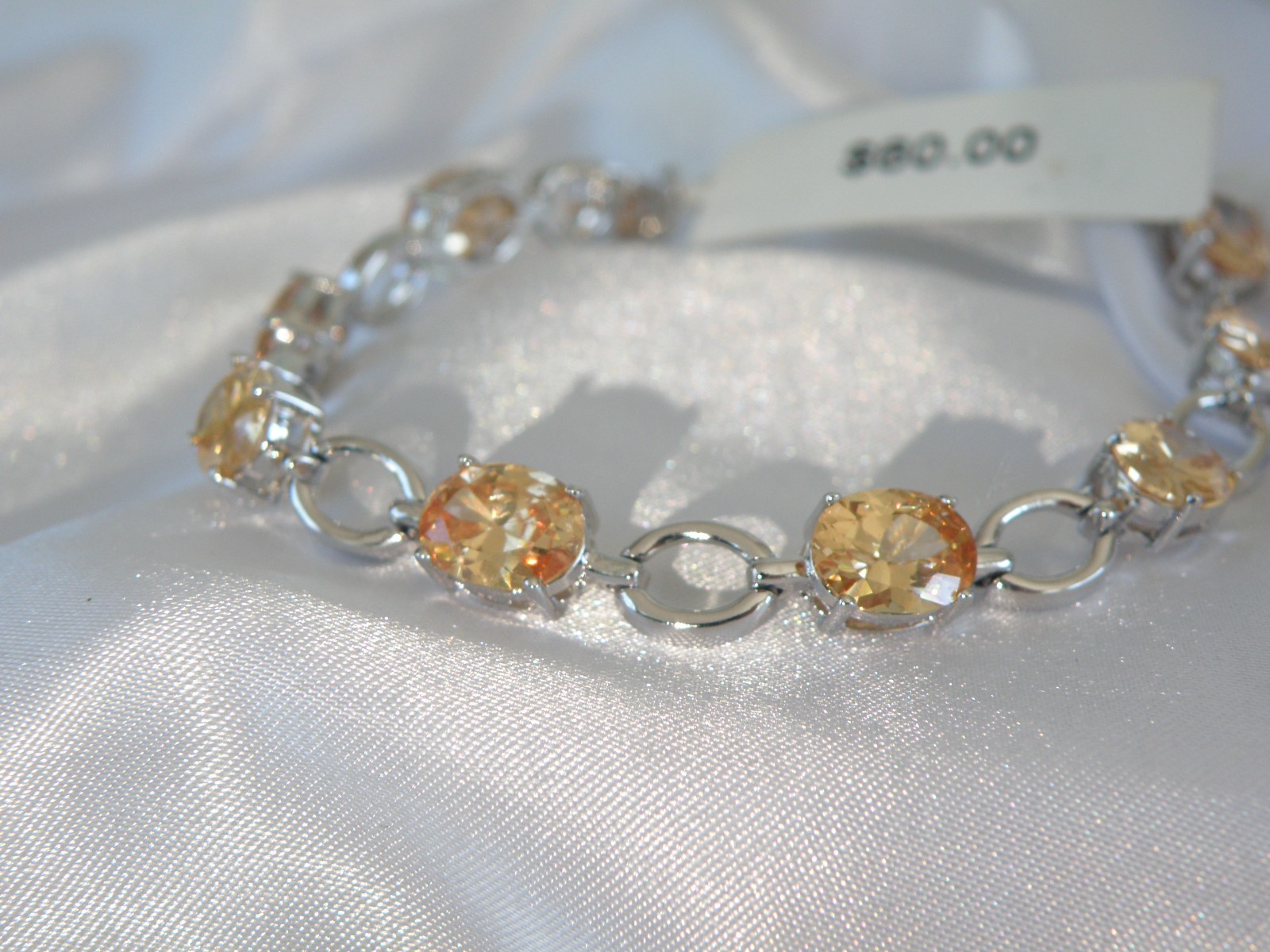 Ross Simons Sterling Silver 925 Gemstone Tennis Station Bracelet Fits 7″