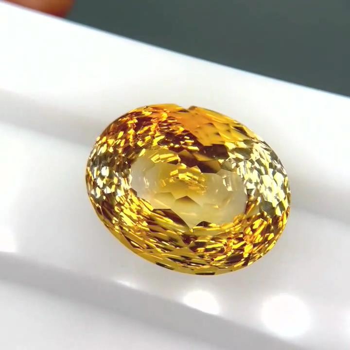 12.71 Cts Natural Golden Yellow Citrine, Precision Cut, 17 x 13.5 x 10.1 mm
