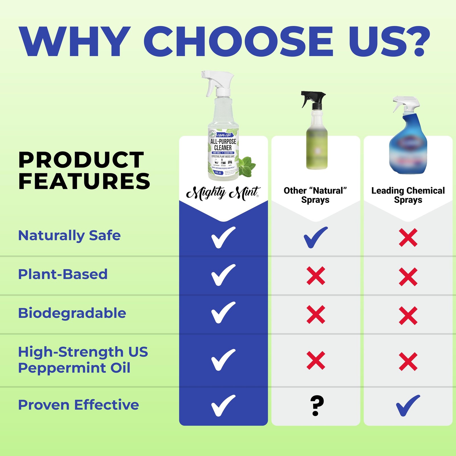 Mighty Mint All-Purpose Cleaner Spray – 16 Fl Oz (Pack of 1), Clear
