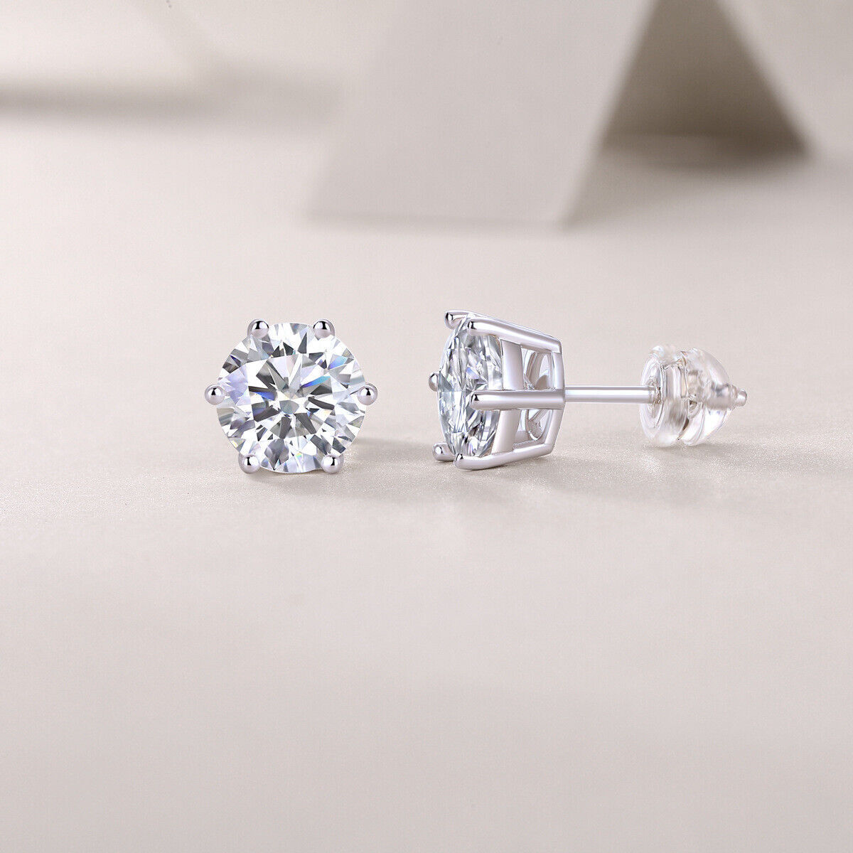 1-4CT VVS1/D Round Cut Moissanite GRA Certified Stud Earrings Solid 925 Silver