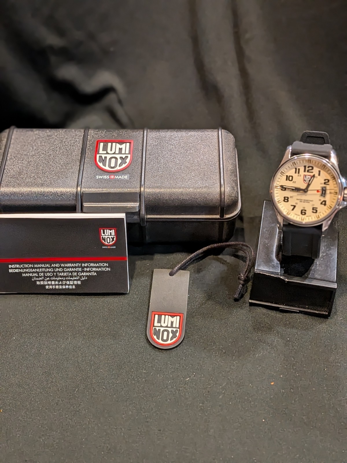 LUMINOX ATACAMA FIELD XL.1827 Day/Date Beige Dial Leather Strap Quartz Stainless