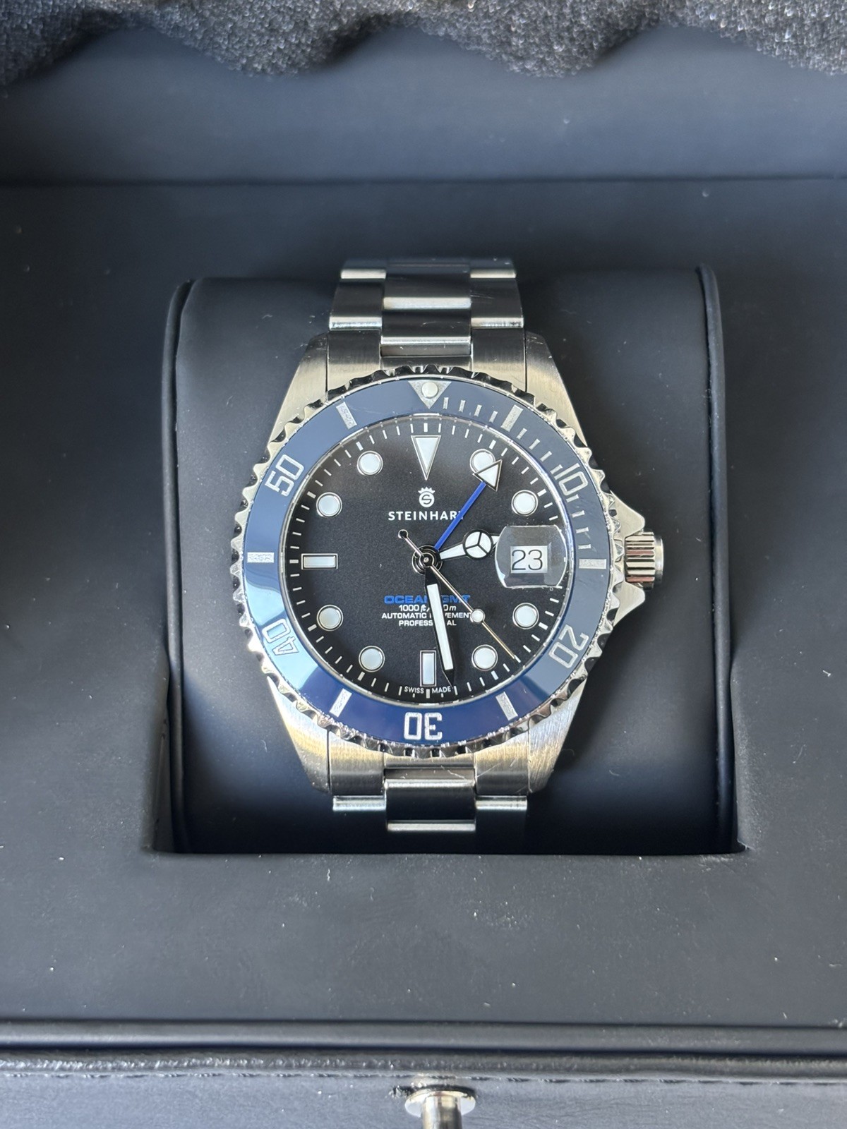 Steinhart Ocean One 39 GMT w/ blue dial BOX AND PAPERS